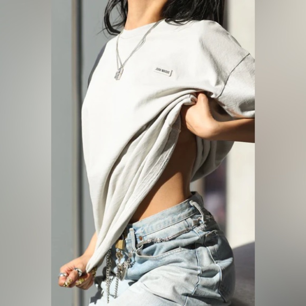 Joah Brown Oversized Crewneck Tee in Fog - Immaculate Condition